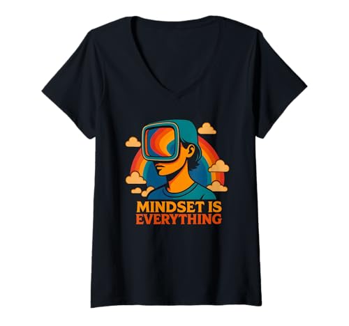 Damen Retro-Zitat, motivierendes und positives Design T-Shirt mit V-Ausschnitt von Logiamerch Motivational