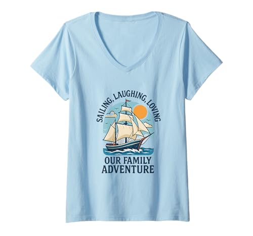 Damen Urlaub, Lachen, unsere Familie lieben, Kreuzfahrt, Kunst T-Shirt mit V-Ausschnitt Damen Urlaub, Lachen, unsere Familie lieben, Kreuzfahrt, Kunst T-Shirt mit V-Ausschnitt von Logiamerch Vacation