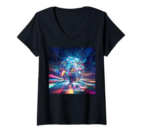 Damen Techno, Originaldesign, OFFIZIELLES Artwork, ELEKTRONISCH T-Shirt mit V-Ausschnitt Damen Techno, Originaldesign, OFFIZIELLES Artwork, ELEKTRONISCH T-Shirt mit V-Ausschnitt von Logic RockStar