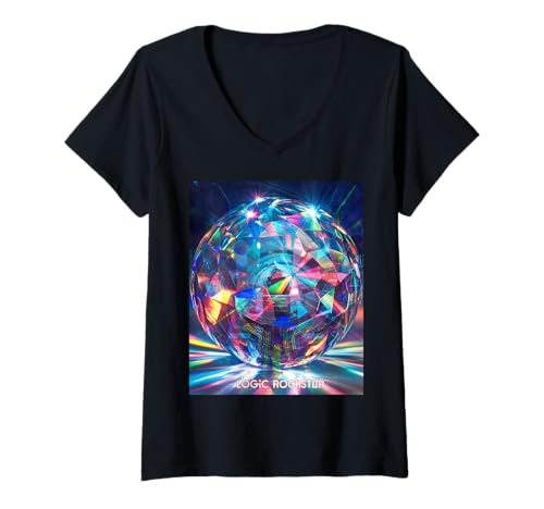 Damen Techno Electronic Music Offizielles Design Original Artwork T-Shirt mit V-Ausschnitt Damen Techno Electronic Music Offizielles Design Original Artwork T-Shirt mit V-Ausschnitt von Logic RockStar
