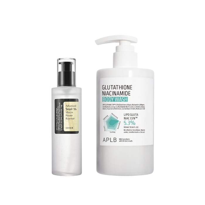 COSRX - Advanced Snail 96 Mucin Power Essence 100ml + APLB - Glutathione Niacinamide Body Wash - 300ml Set von All-in-one Sets