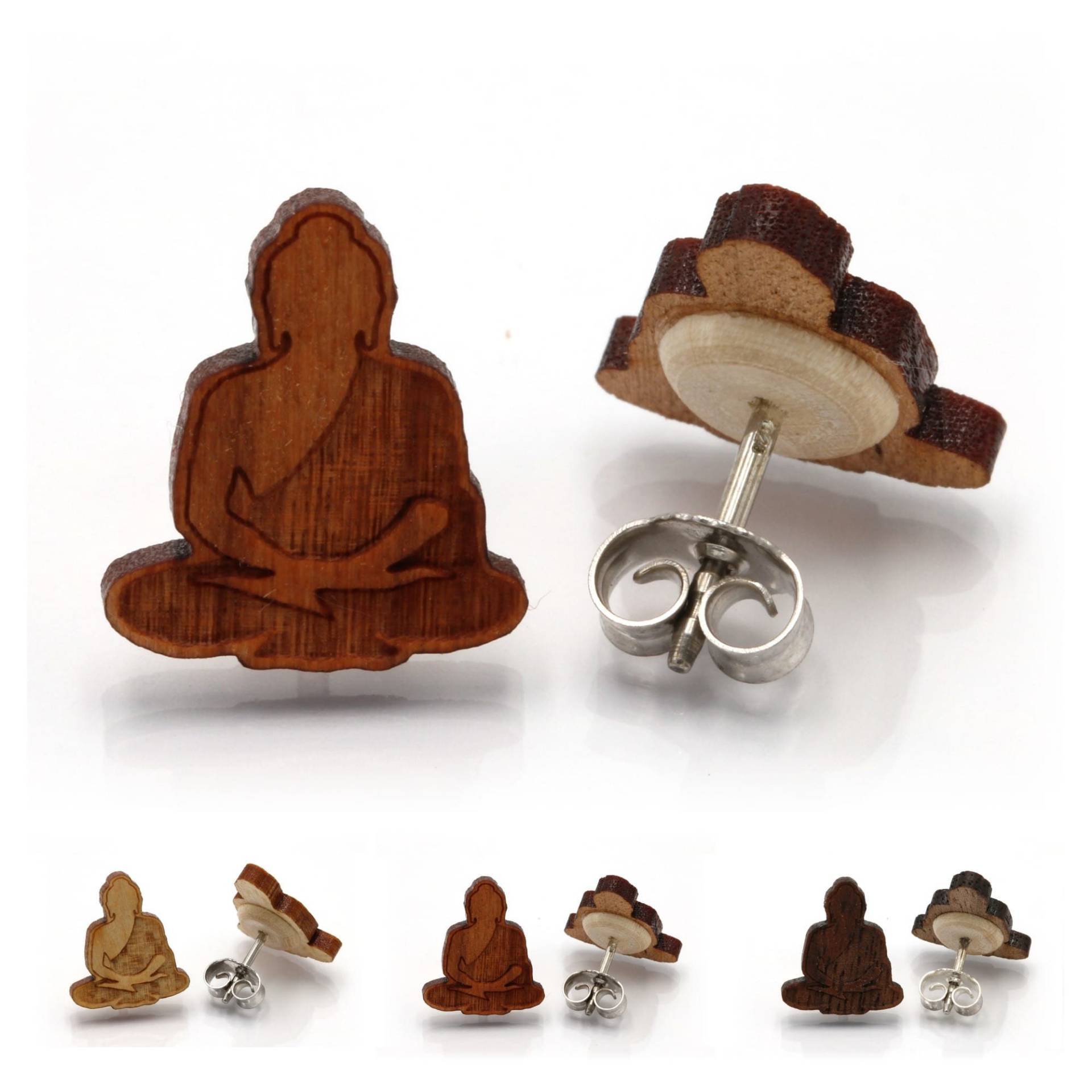 Buddha - Miriquidi Holz Ohrstecker | Paar Verschiedene Holzarten 925Er Silber | Rhodiniert Ahorn/Kirsch Nussholz Buddha - Miriquidi Holz Ohrstecker | Paar Verschiedene Holzarten 925Er Silber | Rhodiniert Ahorn/Kirsch Nussholz von LogoGlas