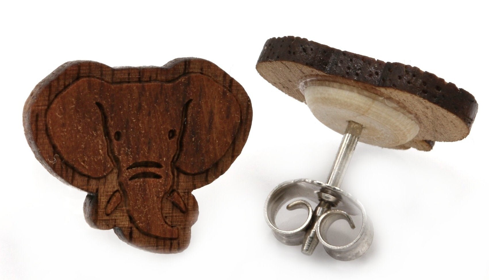 Elefant/Ganesha - Miriquidi Holz Ohrstecker | Paar Verschiedene Holzarten 925 Sterling Silber | Rhodiniert Kirsch Elefant/Ganesha - Miriquidi Holz Ohrstecker | Paar Verschiedene Holzarten 925 Sterling Silber | Rhodiniert Kirsch von LogoGlas