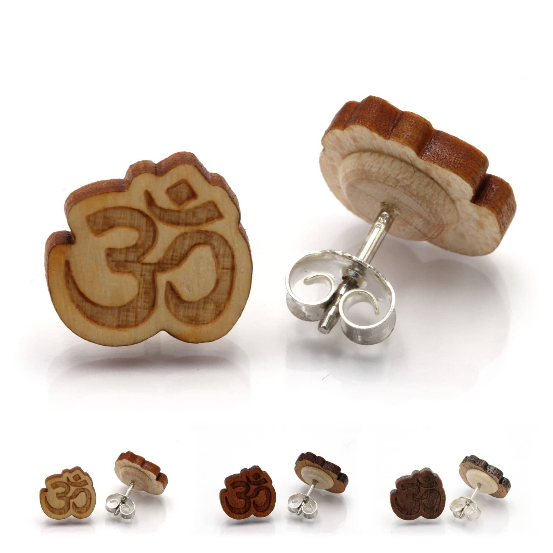 Om Symbol - Miriquidi Holz Ohrstecker | Paar Verschiedene Holzarten 925Er Silber | Rhodiniert Ahorn/Kirsch Nussholz Om Symbol - Miriquidi Holz Ohrstecker | Paar Verschiedene Holzarten 925Er Silber | Rhodiniert Ahorn/Kirsch Nussholz von LogoGlas