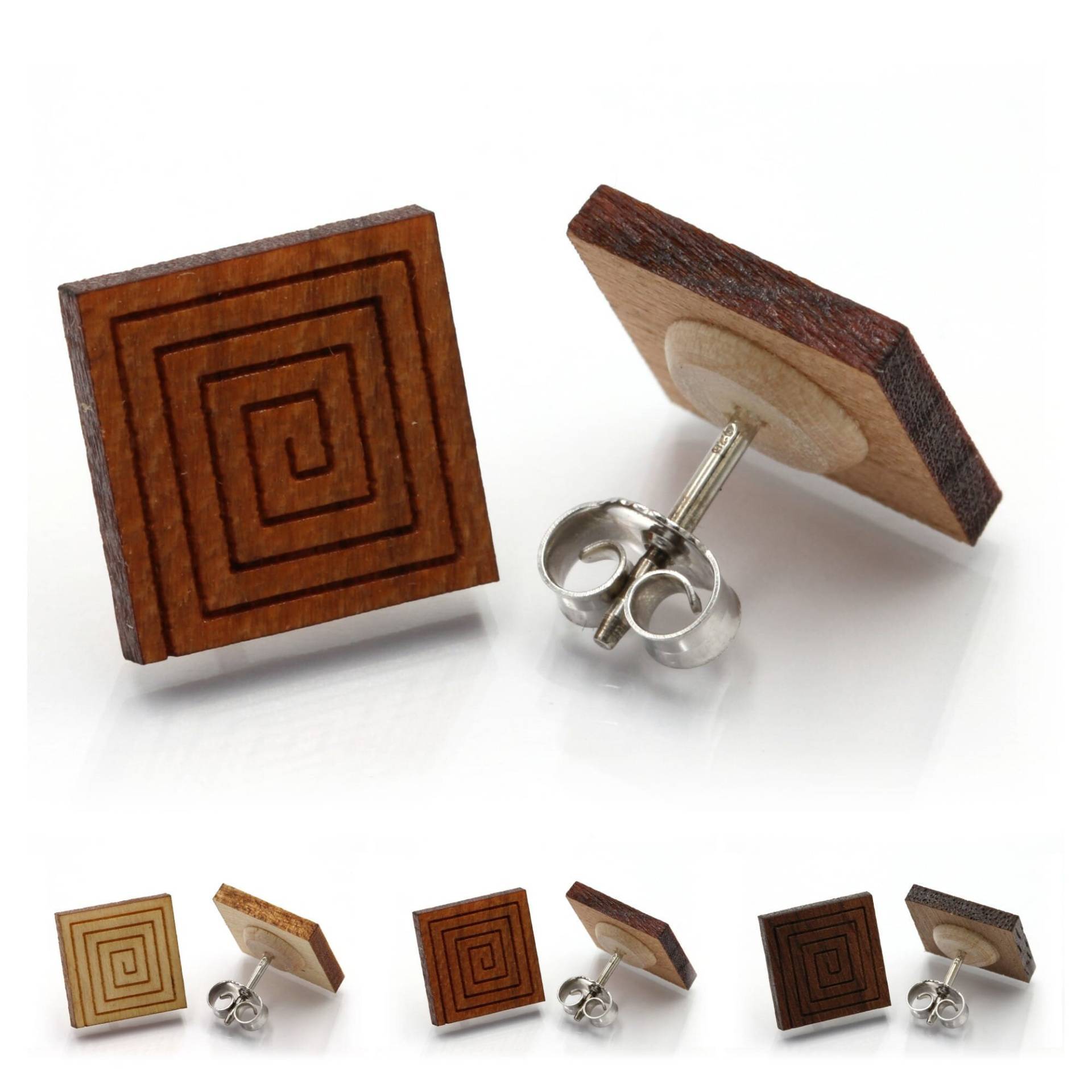 Spirale - Miriquidi Holz Ohrstecker | Paar Verschiedene Holzarten 925Er Silber | Rhodiniert Ahorn/Kirsch Nussholz Spirale - Miriquidi Holz Ohrstecker | Paar Verschiedene Holzarten 925Er Silber | Rhodiniert Ahorn/Kirsch Nussholz von LogoGlas