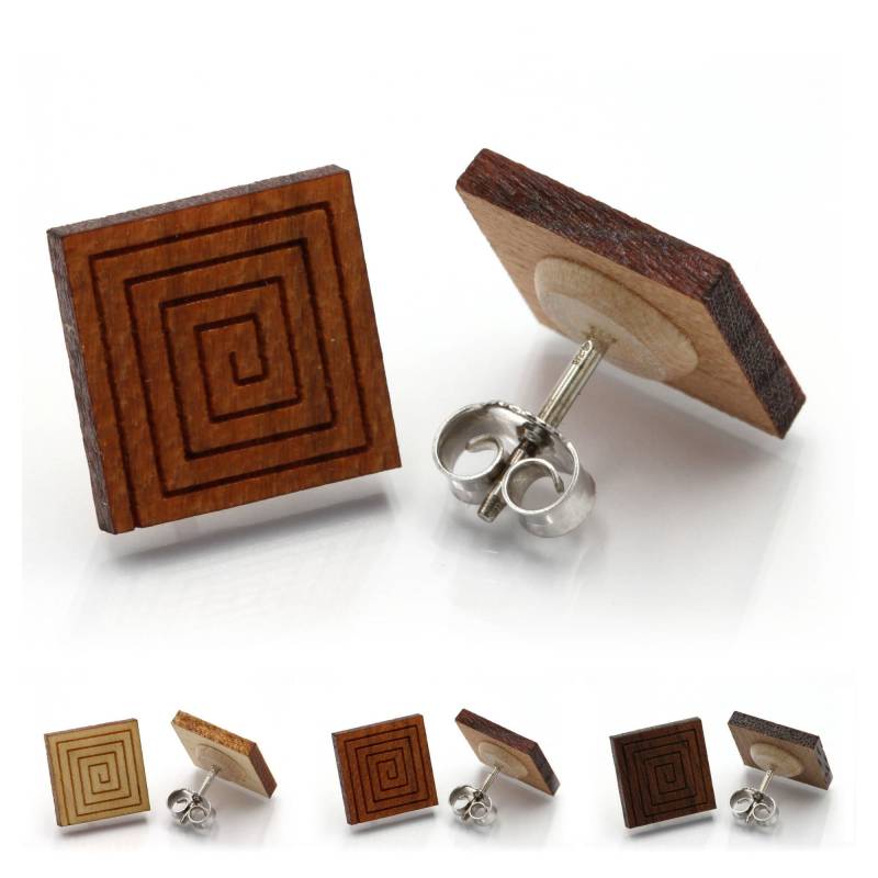 Spirale - Miriquidi Holz Ohrstecker | Paar Verschiedene Holzarten 925Er Silber | Rhodiniert Ahorn/Kirsch Nussholz Spirale - Miriquidi Holz Ohrstecker | Paar Verschiedene Holzarten 925Er Silber | Rhodiniert Ahorn/Kirsch Nussholz von LogoGlas