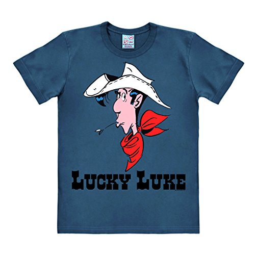 Logoshirt® Lucky Luke I Portrait I T-Shirt Print I Damen & Herren I kurzärmlig I blau I Lizenziertes Originaldesign I Größe 3XL von Logoshirt