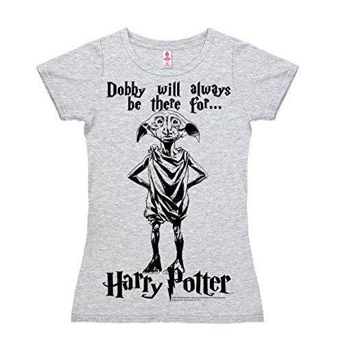 Logoshirt® Harry Potter I Dobby Will Always Be There I T-Shirt Print I Damen I kurzärmlig I grau-meliert I Lizenziertes Originaldesign I Größe L von Logoshirt