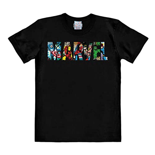 Logoshirt® Marvel Comics I Marvel Logo I Comic Colour I T-Shirt Print I Damen & Herren I kurzärmlig I schwarz I Lizenziertes Originaldesign I Größe XS von Logoshirt