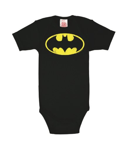 Logoshirt® DC Comics I Batman I Logo I Baby Body Print I Kurzarm I Kleinkind I Mädchen & Jungen I schwarz I Lizenziertes Originaldesign I Größe 74/80 von Logoshirt