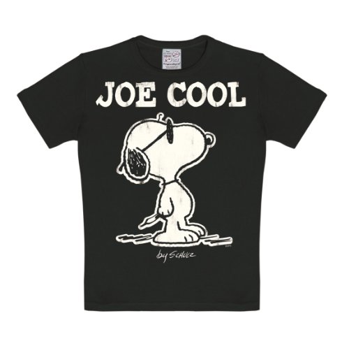 Logoshirt® Peanuts I Snoopy I Joe Cool I T-Shirt Print I Kinder I Mädchen & Jungen I kurzärmlig I schwarz I Lizenziertes Originaldesign I Größe 92/98 von Logoshirt