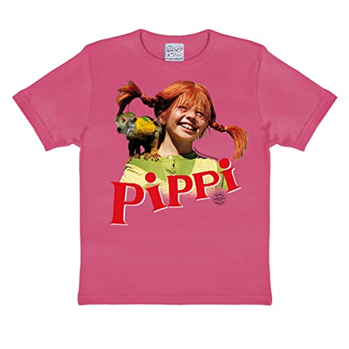 Logoshirt® Pippi Langstrumpf & Herr Nilsson I T-Shirt Print I Kinder I Mädchen I Jungen I kurzärmlig I pink I Lizenziertes Originaldesign; Größe 170/176 von Logoshirt