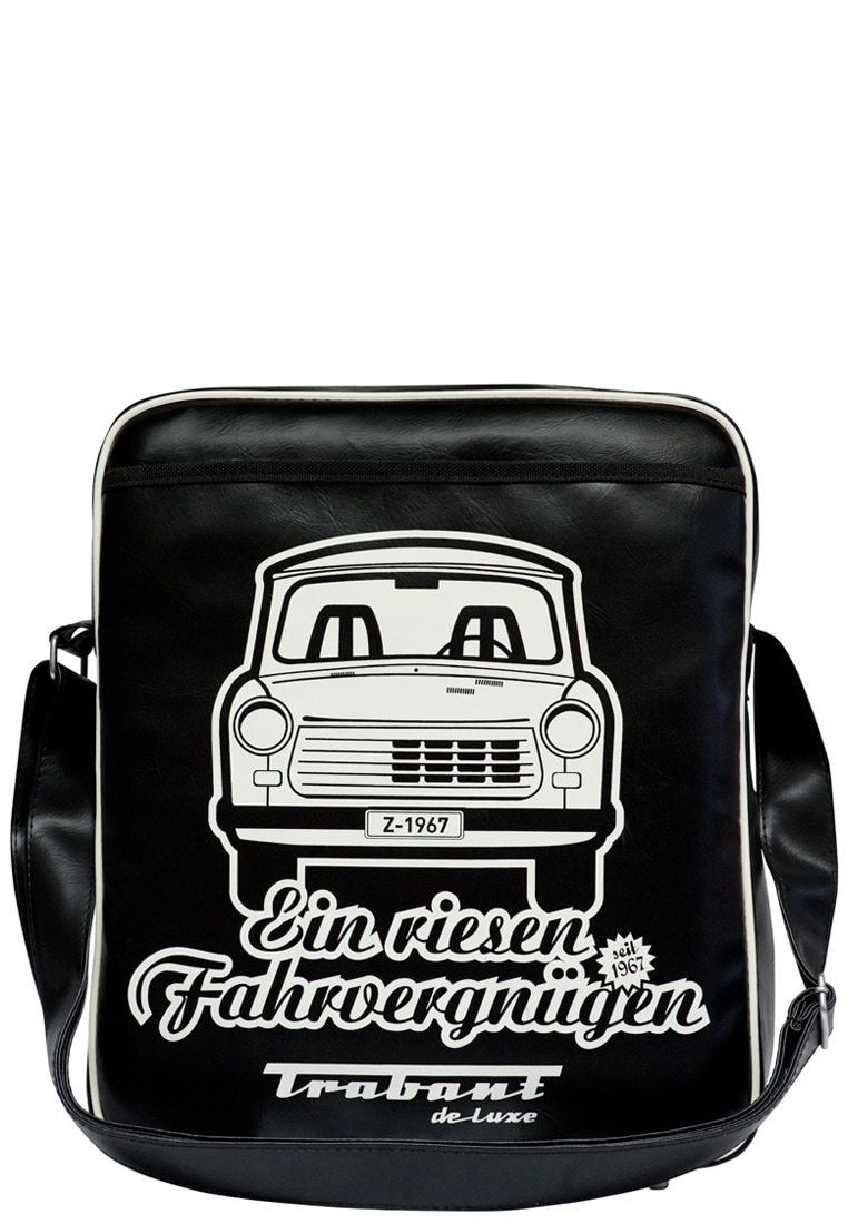 LOGOSHIRT Schultertasche "Trabant - Ein riesen Fahrvergnügen" mit kultigem Trabant-Frontdruck von Logoshirt