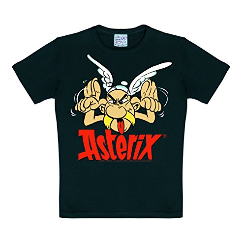 Logoshirt® Asterix der Gallier I Grimasse I T-Shirt Print I Kinder I Mädchen & Jungen I kurzärmlig I schwarz I Lizenziertes Originaldesign; Größe 92/98 von Logoshirt