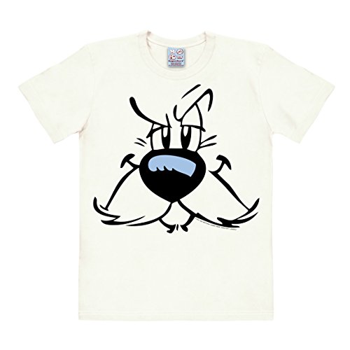 Logoshirt® Asterix der Gallier I Idefix I Gesicht I T-Shirt Print I Damen & Herren I kurzärmlig I Weiss I Lizenziertes Originaldesign I Größe L von Logoshirt
