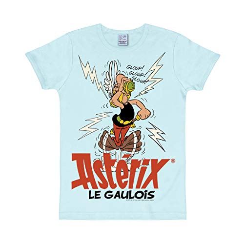 Logoshirt® Asterix le Gaulois I Zaubertrank I Slimfit T-Shirt Print I Damen & Herren I kurzärmlig I hellblau I Lizenziertes Originaldesign I Größe XS von Logoshirt