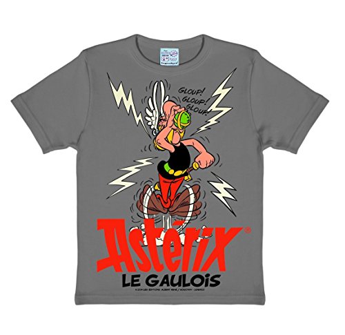 Logoshirt® Asterix le Gaulois I Zaubertrank I T-Shirt Print I Kinder I Mädchen & Jungen I kurzärmlig I grau I Lizenziertes Originaldesign I Größe 140/152 von Logoshirt