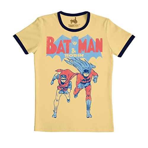 Logoshirt® Batman & Robin I In Action I T-Shirt Print I Damen & Herren I kurzärmlig I gelb I Lizenziertes Originaldesign I Größe S von Logoshirt