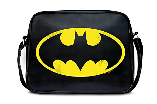 Logoshirt® DC I Batman I Logo I Umhängetasche I Schultertasche I Retro-Sporttasche I Kunstleder I Querformat I schwarz I Lizenziertes Originaldesign von Logoshirt