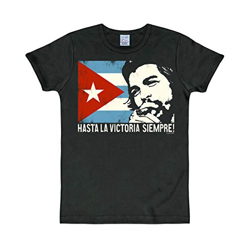 Logoshirt® Che Guevara I Cuban Flag | T-Shirt Print | Damen & Herren | kurzärmlig | schwarz | Lizenziertes Originaldesign | Größe L von Logoshirt