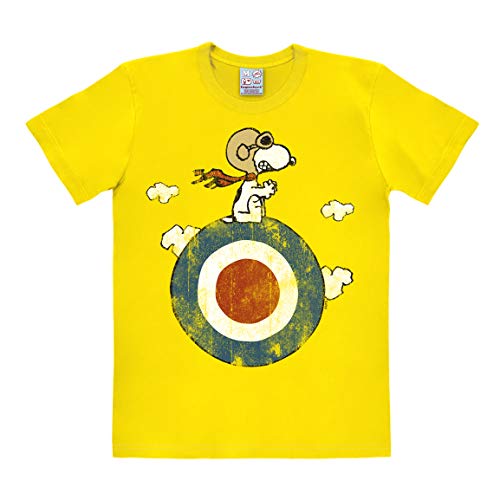 Logoshirt® Peanuts I Snoopy I Pilot I Target I T-Shirt Print I Damen & Herren I kurzärmlig I gelb I Lizenziertes Originaldesign I Größe L von Logoshirt