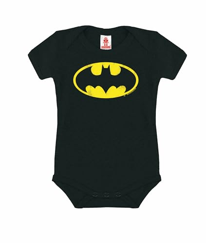 Logoshirt® DC Comics I Batman I Logo I Baby Body Print I Kurzarm I Kleinkind I Mädchen & Jungen I schwarz I Lizenziertes Originaldesign I Größe 86/92 von Logoshirt