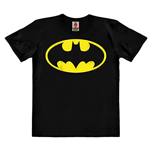 Logoshirt®️ DC Comics I Batman I Logo I Bio T-Shirt Print I Kinder I Mädchen & Jungen I kurzärmlig I schwarz I Lizenziertes Originaldesign I Größe 116 von Logoshirt