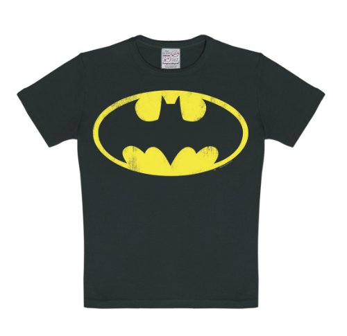 Logoshirt® DC Comics I Batman I Logo I T-Shirt Print I Kinder I Mädchen & Jungen I kurzärmlig I schwarz I Lizenziertes Originaldesign I Größe 104/116 von Logoshirt