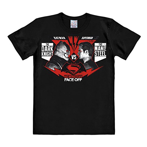 Logoshirt® DC Comics I Batman vs. Superman I The Ultimate Face-Off I T-Shirt Print I Damen & Herren I kurzärmlig I schwarz I Lizenziertes Originaldesign I Größe XXL von Logoshirt