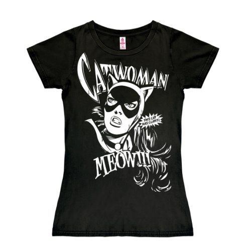 Logoshirt® DC Comics I Catwoman I T-Shirt Print I Damen I kurzärmlig I schwarz I Lizenziertes Originaldesign I Größe S von Logoshirt