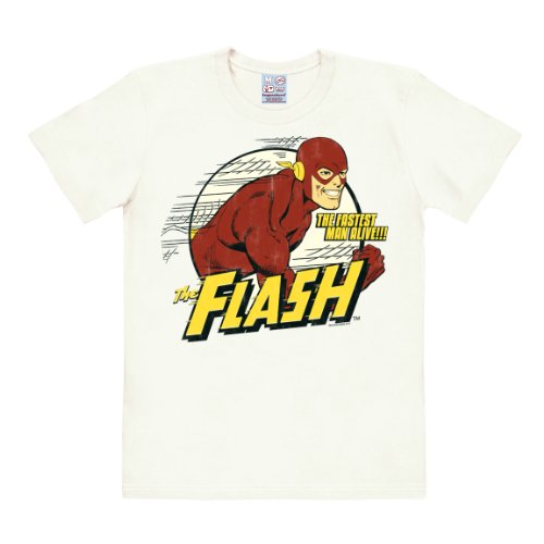 Logoshirt® DC Comics I Flash I The Fastest Man Alive I T-Shirt Print I Damen & Herren I kurzärmlig I altweiss I Lizenziertes Originaldesign I Größe XL von Logoshirt