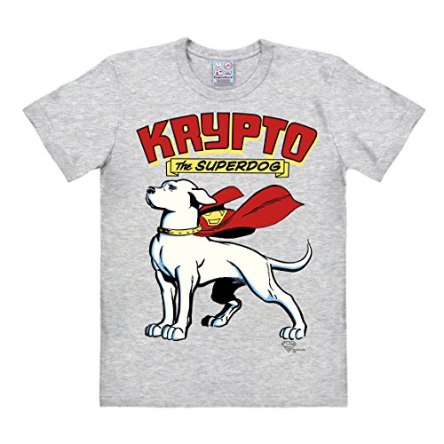 Logoshirt® DC Comics I Superman I Krypto der Superhund I T-Shirt Print I Damen & Herren I kurzärmlig I grau-meliert I Lizenziertes Originaldesign I Größe XXL von Logoshirt