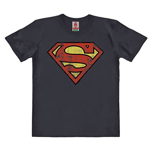 Logoshirt®️ DC Comics I Superman I Logo I Bio T-Shirt Print I Kinder I Mädchen & Jungen I kurzärmlig I blau-grau I Lizenziertes Originaldesign I Größe 116 von Logoshirt