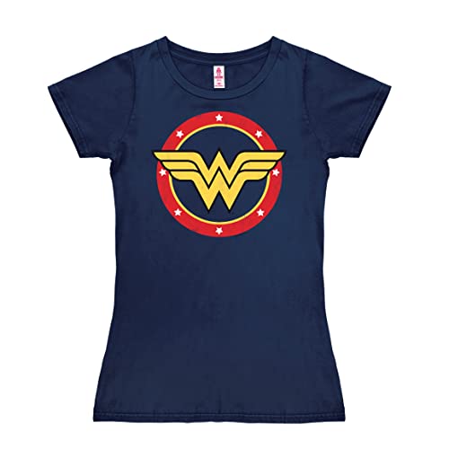 Logoshirt® DC Comics I Wonder Woman I Circle Logo I T-Shirt Print I Damen I kurzärmlig I dunkelblau I Lizenziertes Originaldesign I Größe M von Logoshirt