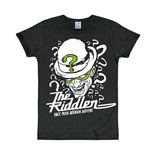 Logoshirt® DC I Batman I Riddler I T-Shirt Print I Damen & Herren I kurzärmlig I schwarz I Lizenziertes Originaldesign I Größe L von Logoshirt