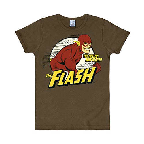 Logoshirt® DC I Flash I Fastest Man Alive I T-Shirt Print I Damen & Herren I kurzärmlig I braun I Lizenziertes Originaldesign I Größe XL von Logoshirt
