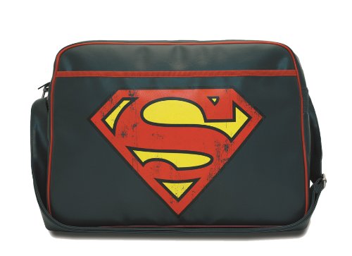 Logoshirt® DC I Superman I Logo I Umhängetasche I Schultertasche I Retro-Sporttasche I Kunstleder I Querformat I blau I Lizenziertes Originaldesign von Logoshirt