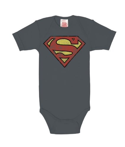 Logoshirt® DC Comics I Superman I Logo I Baby Body Print I Kurzarm I Kleinkind I Mädchen & Jungen I blau-grau I Lizenziertes Originaldesign I Größe 98/104 von Logoshirt