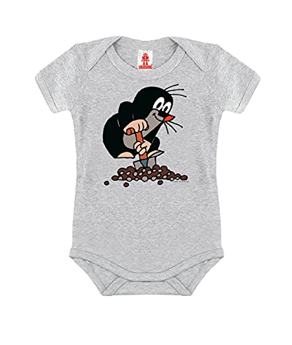 Logoshirt® TV I Der kleine Maulwurf I Hügel I Baby Body Print I Kurzarm I Kleinkind I Mädchen & Jungen I grau I Lizenziertes Originaldesign I Größe 62/68 von Logoshirt