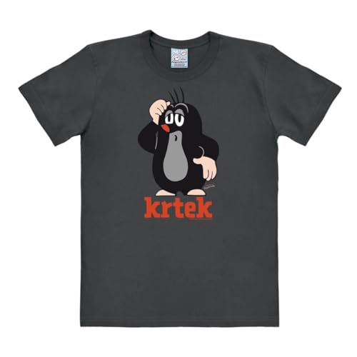 Logoshirt® Der kleine Maulwurf I Krtek I T-Shirt Print I Damen & Herren I kurzärmlig I blau-grau I Lizenziertes Originaldesign I Größe L von Logoshirt