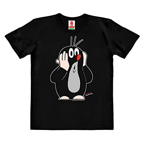 Logoshirt®️ TV I Der kleine Maulwurf I Oh Oh I Bio T-Shirt Print I Kinder I Mädchen & Jungen I kurzärmlig I schwarz I Lizenziertes Originaldesign I Größe 140 von Logoshirt