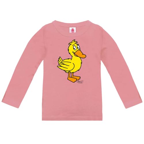 Logoshirt®️ Die Sendung mit der Maus I Ente I Bio T-Shirt Print I Kinder I Mädchen & Jungen I kurzärmlig I rosa I Lizenziertes Originaldesign I Größe 128 von Logoshirt