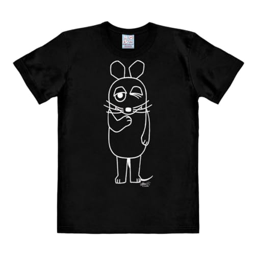 Logoshirt® Die Sendung mit der Maus I Maus I Umriss I T-Shirt Print I Damen & Herren I kurzärmlig I schwarz I Lizenziertes Originaldesign I Größe M von Logoshirt