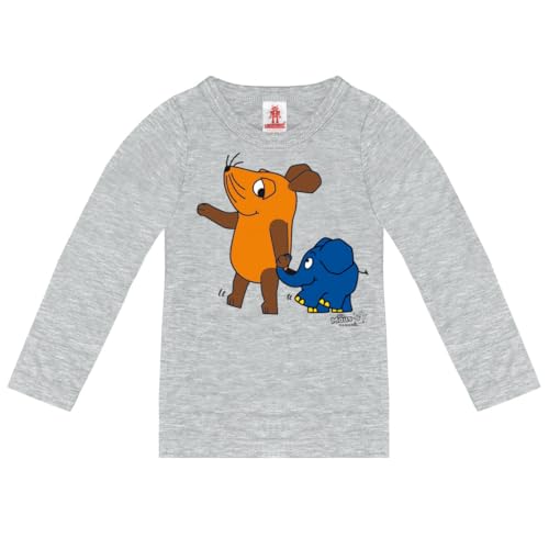 Logoshirt®️ Die Sendung mit der Maus I Maus & Elefant I Bio T-Shirt Print I Kinder I Mädchen & Jungen I kurzärmlig I grau I Lizenziertes Originaldesign I Größe 116 von Logoshirt
