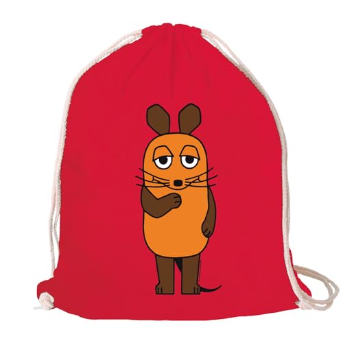 Logoshirt® Die Sendung mit der Maus I Maus I Stoffbeutel I bedruckt I rot I AZO-free I stabiler Kordelzug I Lizenziertes Design von Logoshirt