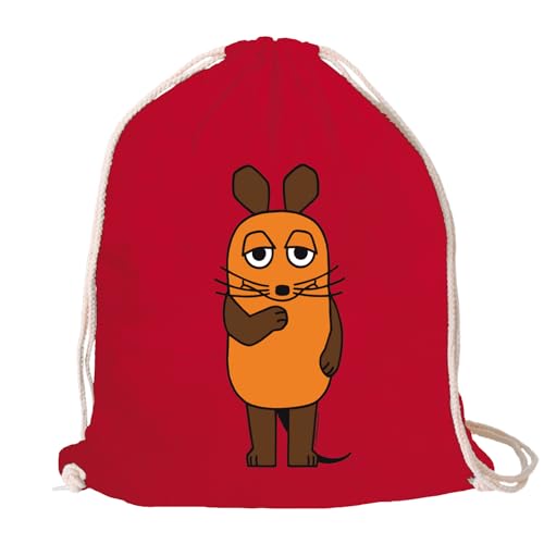 Logoshirt® Die Sendung mit der Maus I Maus I Stoffbeutel I bedruckt I klassischrot I AZO-free I stabiler Kordelzug I Lizenziertes Design von Logoshirt