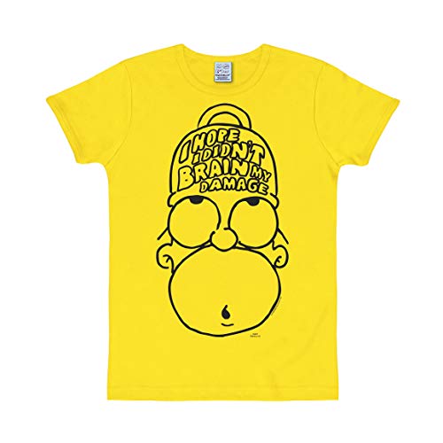 Logoshirt® Simpsons I Homer Simpson I Brain My Damage I T-Shirt Print I Damen & Herren I kurzärmlig I gelb I Lizenziertes Originaldesign I Größe L von Logoshirt