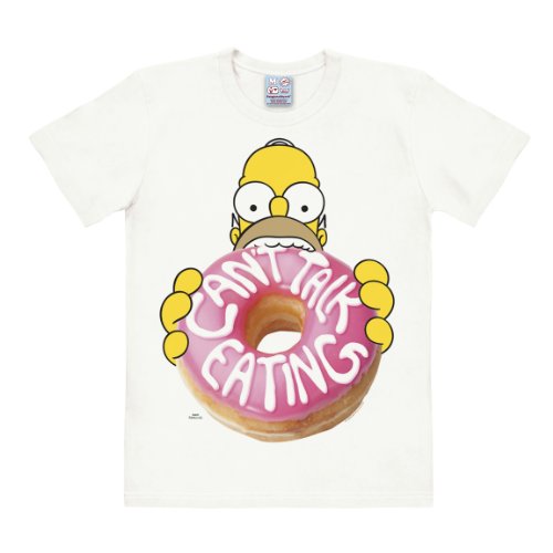 Logoshirt® Simpsons I Homer Simpson I Donut I T-Shirt Print I Damen & Herren I kurzärmlig I Weiss I Lizenziertes Originaldesign I Größe XL von Logoshirt