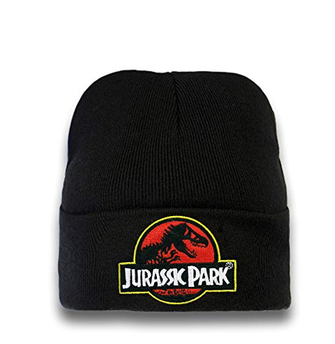 Logoshirt®️ Jurassic Park I Logo I Beanie I Strick-Mütze I Winter I Damen & Herren I Bestickt I schwarz I Lizenziertes Originaldesign von Logoshirt