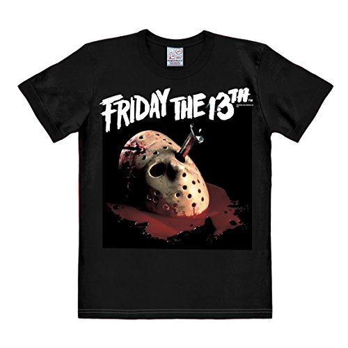 Logoshirt® Freitag der 13 I Jason Maske I Friday The 13 I T-Shirt Print I Damen & Herren I kurzärmlig I schwarz I Lizenziertes Originaldesign I Größe L von Logoshirt